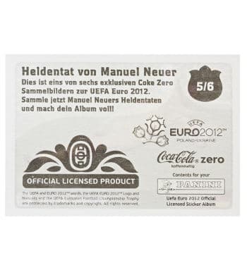 Panini Em Euro 2012 Manuel Neuer Sticker 5 von 6 hinten