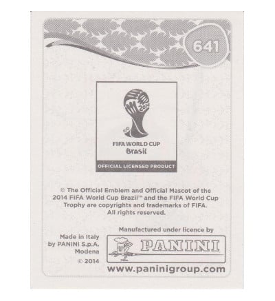 Panini WM 2014 Johnson & Johnson Sticker 642 Friendship Rückseite